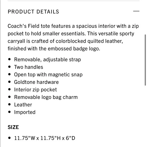 ❌SOLD❌BNWT Gorgeous Coach Field 22 (Colorblock)- BNWT - Picture 6 of 13